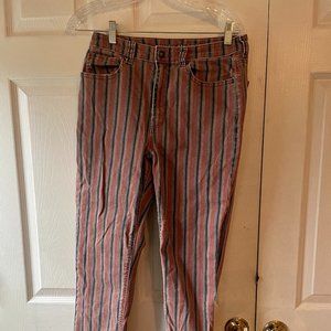 American Eagle Stretch Mom Jeans Pants, Striped Pockets, Stretch Cotton Sz 6